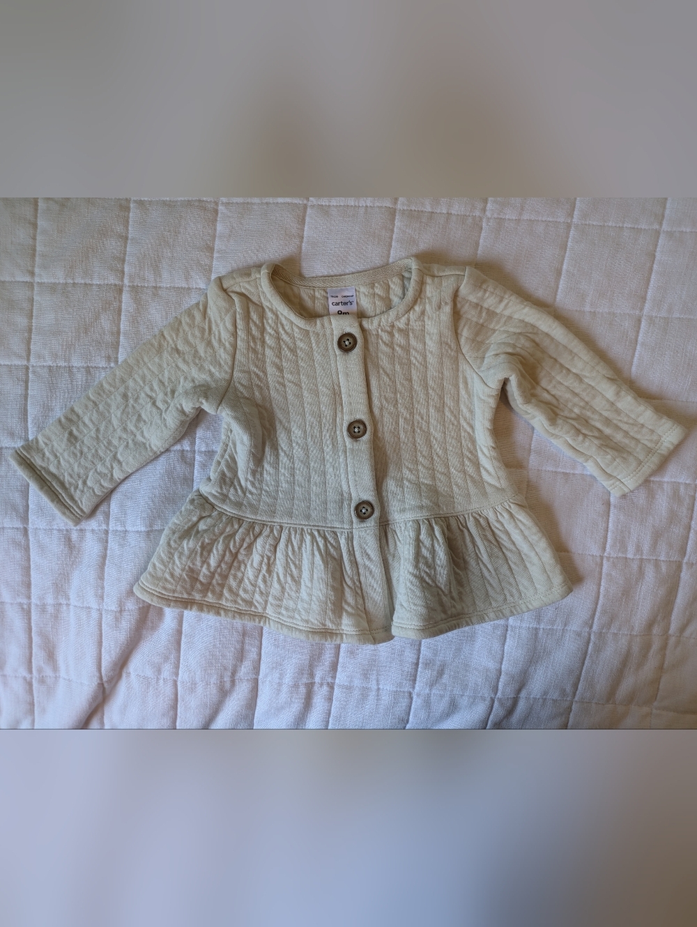 NWOT - Carter's Cream Quilted Peplum Cardigan